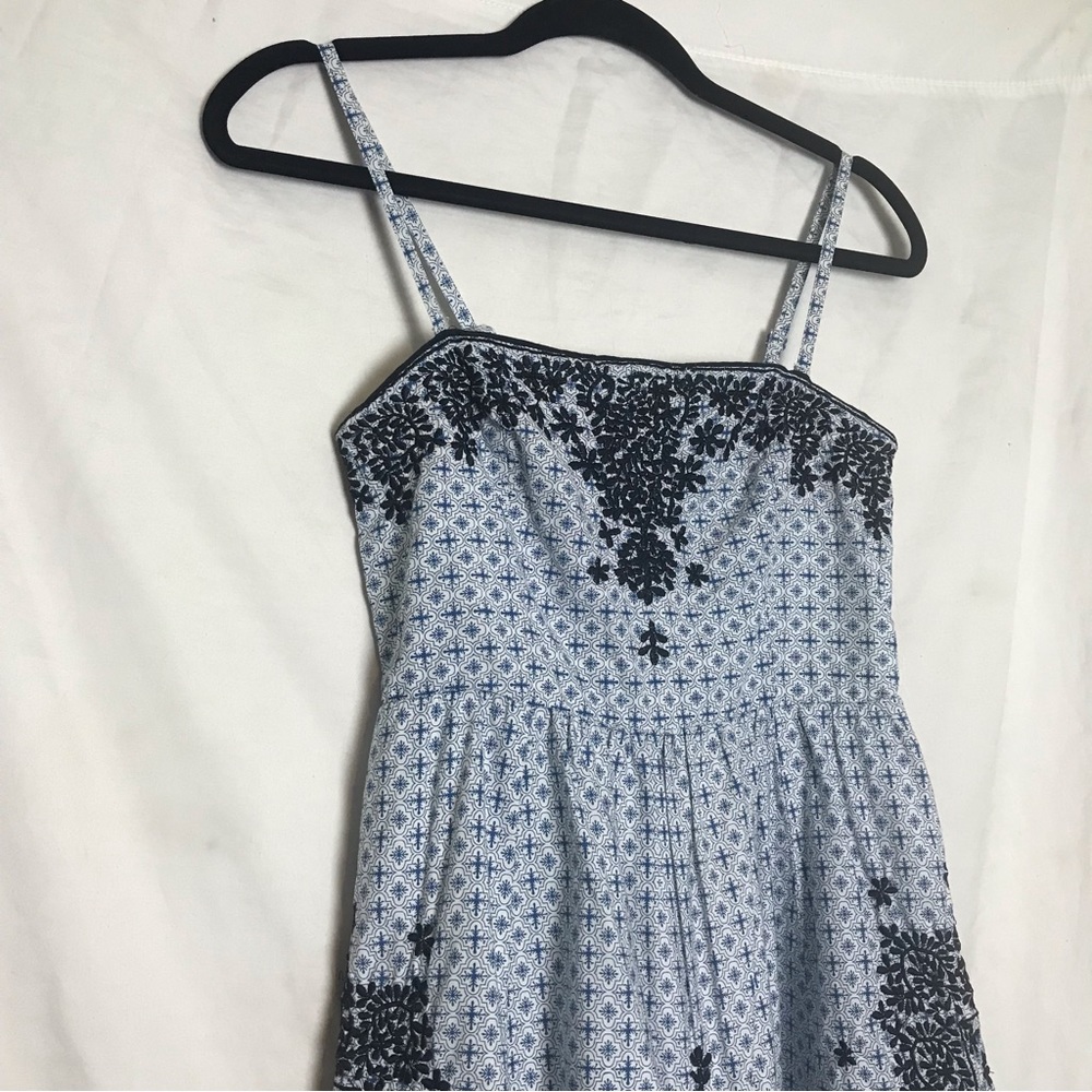 Moulinette Soeurs Coquette Blue Floral Embroidered Fit & Flare Dress Size 0 Boho - Picture 2 of 16